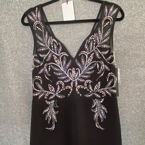 30.  Aiden Mattox Black Maxi Gown with Pink Beaded Top Size 10